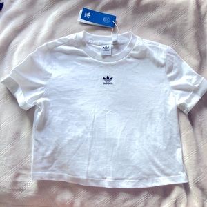 NWT Adidas Short Sleeve Crop Top White Size Small